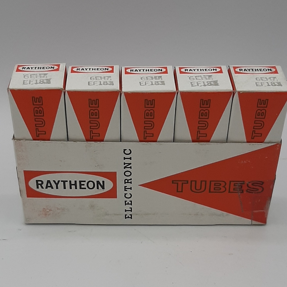 Vintage Raytheon 6EH7 EF183 Vacuum Electronic Tubes Set of 5 New Old Stock
